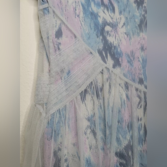 NEW ANTHROPOLOGIE Meadow Rue sz XS Dahlia tie dye print mesh overlay blouse top - Picture 3 of 9